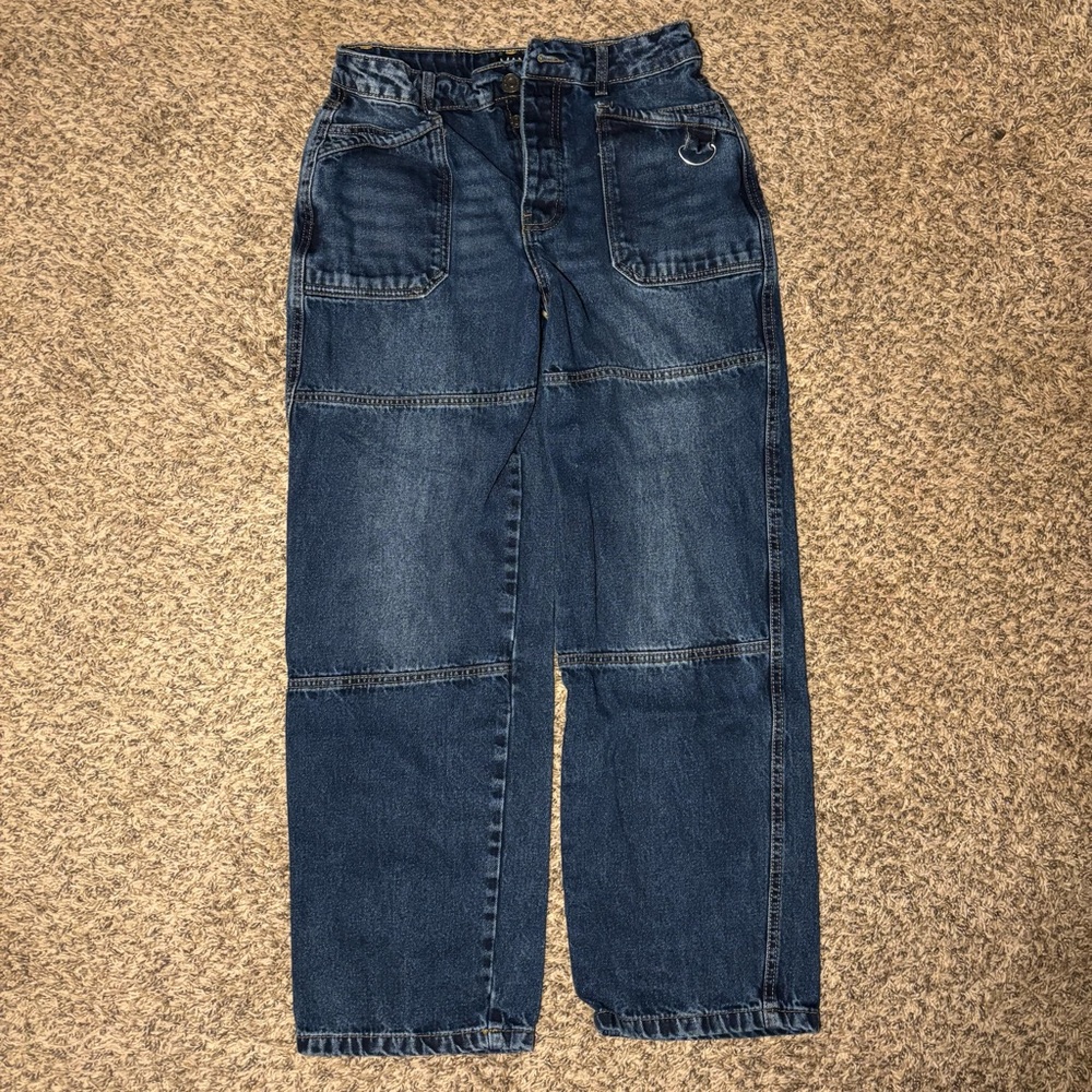 BoohooMAN High-Waisted Dark Wash Denim Skater Jeans